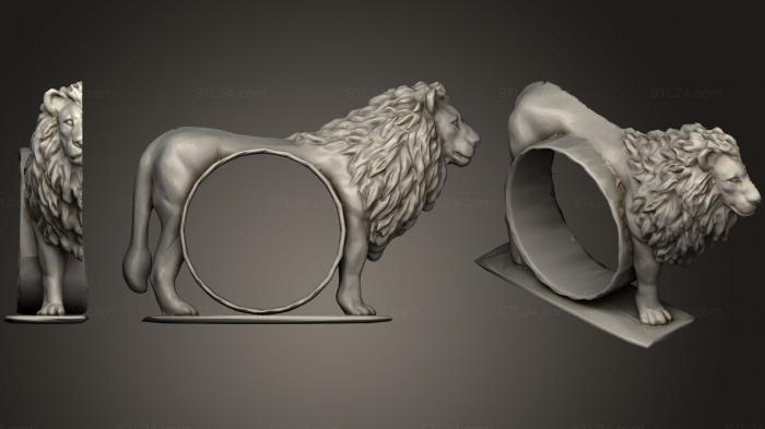 Статуэтки львы тигры сфинксы (Часы со львом, STKL_0292) 3D модель для ЧПУ станка